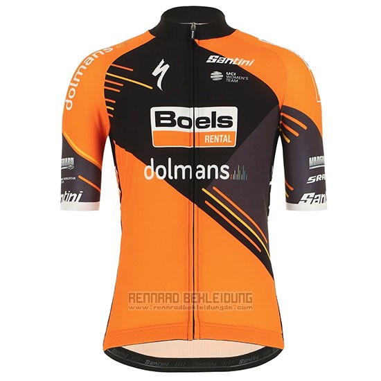 2019 Fahrradbekleidung Frau Boels Dolmans Orange Trikot Kurzarm und Tragerhose